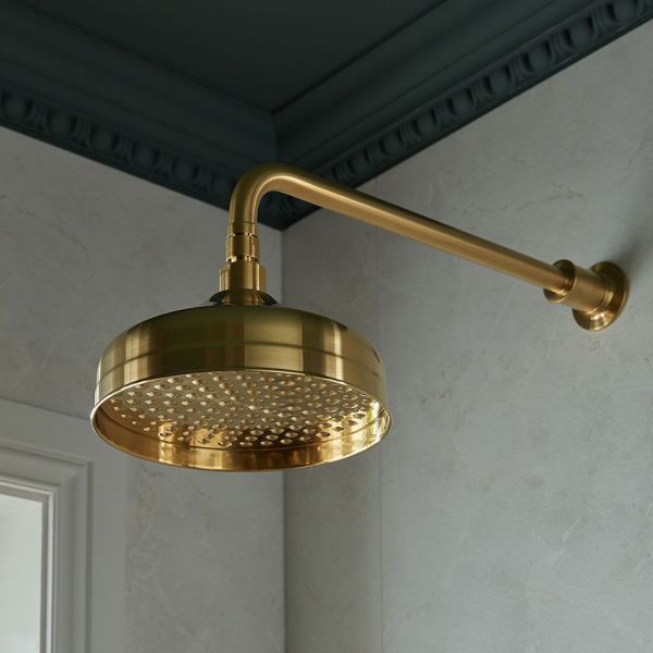 Vado Booth &amp; Co Axbridge Brushed Brass 200mm Round Shower Head with Arm #2