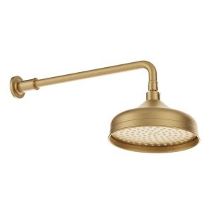 Vado Booth & Co Axbridge Brushed Brass 200mm Round Shower Head with Arm