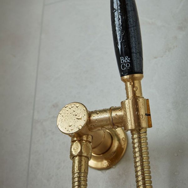 Vado Booth &amp; Co Axbridge Brushed Brass Mini Handset Shower Kit with Outlet with Black Handle #3