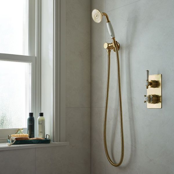 Vado Booth &amp; Co Axbridge Brushed Brass Mini Handset Shower Kit with Outlet #4