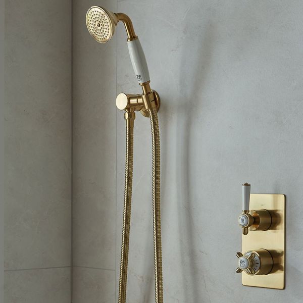 Vado Booth &amp; Co Axbridge Brushed Brass Mini Handset Shower Kit with Outlet #5