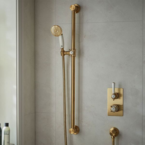 Vado Booth &amp; Co Axbridge Brushed Brass Slider Rail Shower Kit #3