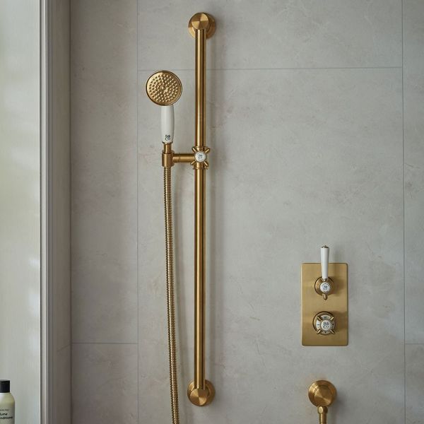 Vado Booth &amp; Co Axbridge Brushed Brass Slider Rail Shower Kit #2