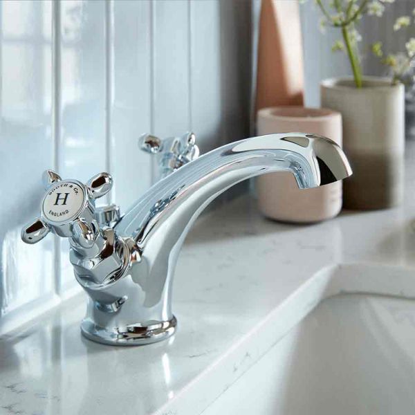 Vado Booth &amp; Co Axbridge Cross Chrome Mono Basin Mixer Tap with Pop Up Waste #2
