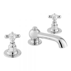 Vado Booth & Co Axbridge Cross Chrome Deck Mounted 3 Hole Basin Mixer Tap with Pop Up Waste