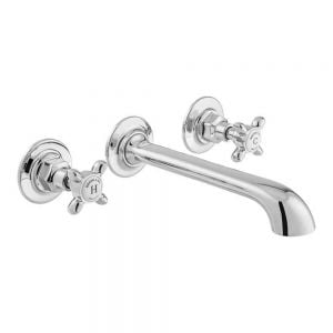 Vado Booth & Co Axbridge Cross Chrome Wall Mounted 3 Hole Basin Mixer Tap