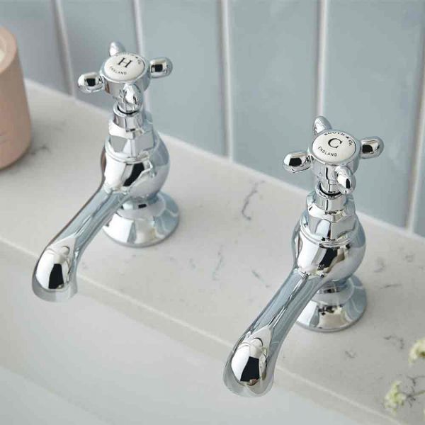 Vado Booth &amp; Co Axbridge Cross Chrome Basin Pillar Taps #2