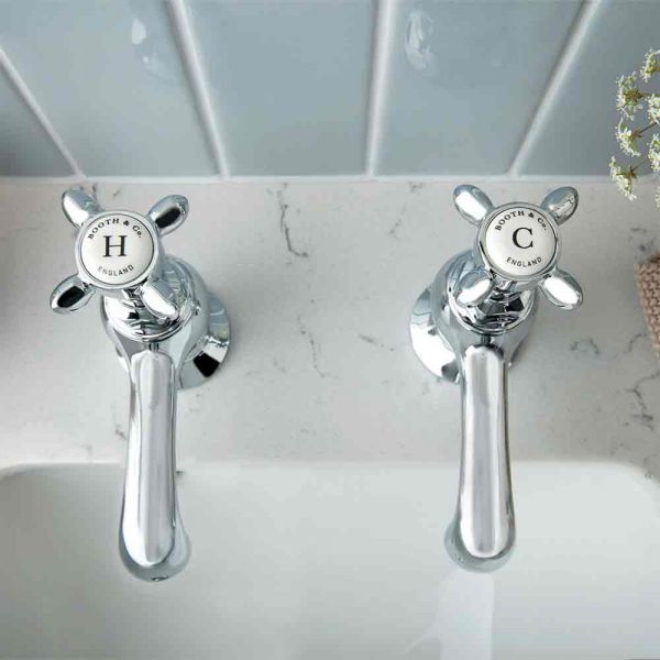 Vado Booth &amp; Co Axbridge Cross Chrome Basin Pillar Taps #3