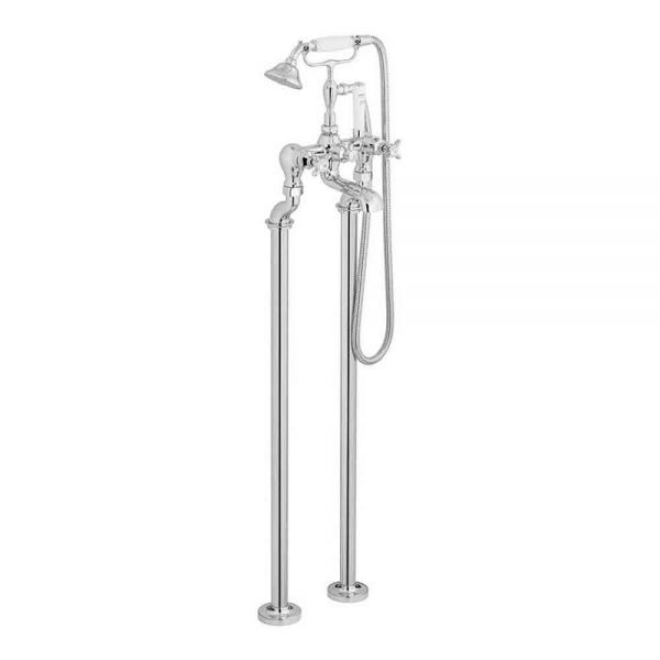 Vado Booth &amp; Co Axbridge Cross Chrome Floor Standing Bath Shower Mixer Tap