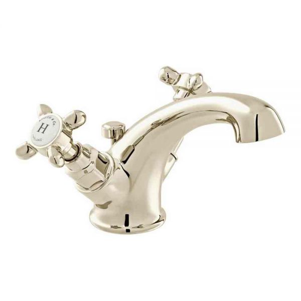 Vado Booth &amp; Co Axbridge Cross Nickel Mono Basin Mixer Tap with Pop Up Waste