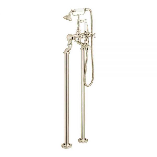 Vado Booth &amp; Co Axbridge Cross Nickel Floor Standing Bath Shower Mixer Tap
