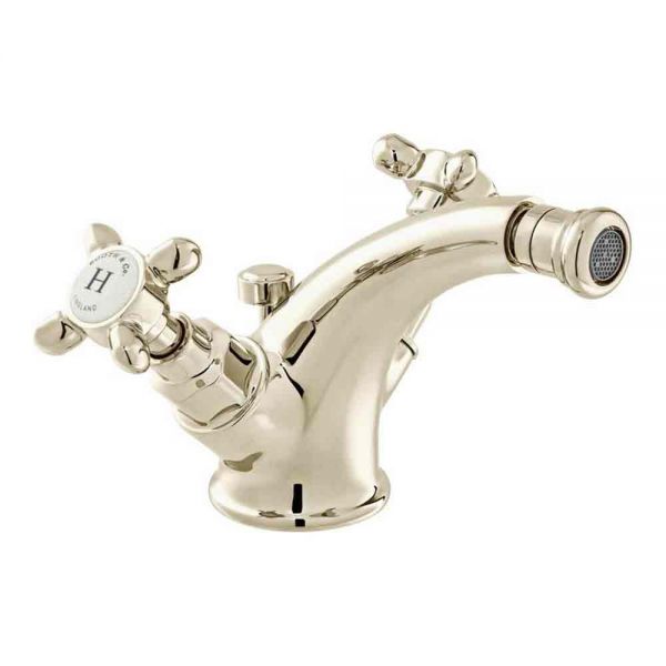 Vado Booth &amp; Co Axbridge Cross Nickel Mono Bidet Mixer Tap with Pop Up Waste