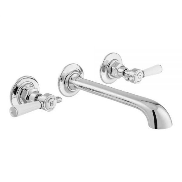 Vado Booth &amp; Co Axbridge Lever Chrome Wall Mounted 3 Hole Basin Mixer Tap
