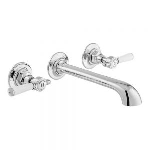 Vado Booth & Co Axbridge Lever Chrome Wall Mounted 3 Hole Basin Mixer Tap