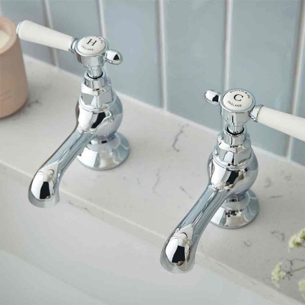Vado Booth &amp; Co Axbridge Lever Chrome Basin Pillar Taps #2