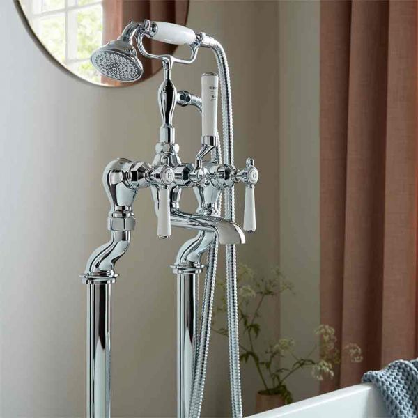 Vado Booth &amp; Co Axbridge Lever Chrome Floor Standing Bath Shower Mixer Tap #2