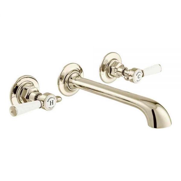 Vado Booth &amp; Co Axbridge Lever Nickel Wall Mounted 3 Hole Basin Mixer Tap