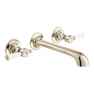 Vado Booth & Co Axbridge Lever Nickel Wall Mounted 3 Hole Basin Mixer Tap