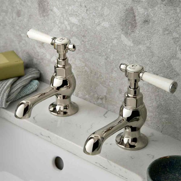 Vado Booth &amp; Co Axbridge Lever Nickel Basin Pillar Taps #3