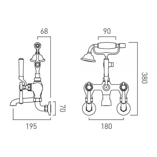 Vado Booth &amp; Co Axbridge Lever Nickel Wall Mounted Bath Shower Mixer Tap #2