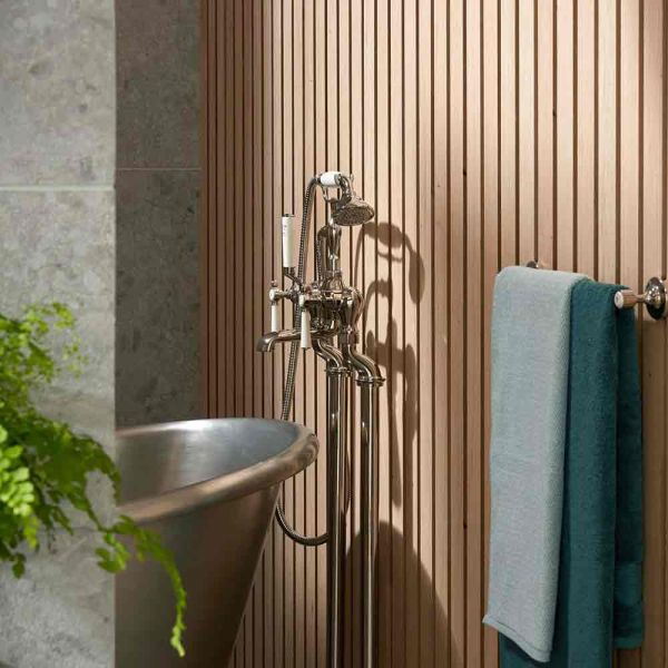 Vado Booth &amp; Co Axbridge Lever Nickel Floor Standing Bath Shower Mixer Tap #3