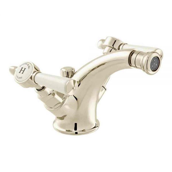Vado Booth &amp; Co Axbridge Lever Nickel Mono Bidet Mixer Tap with Pop Up Waste