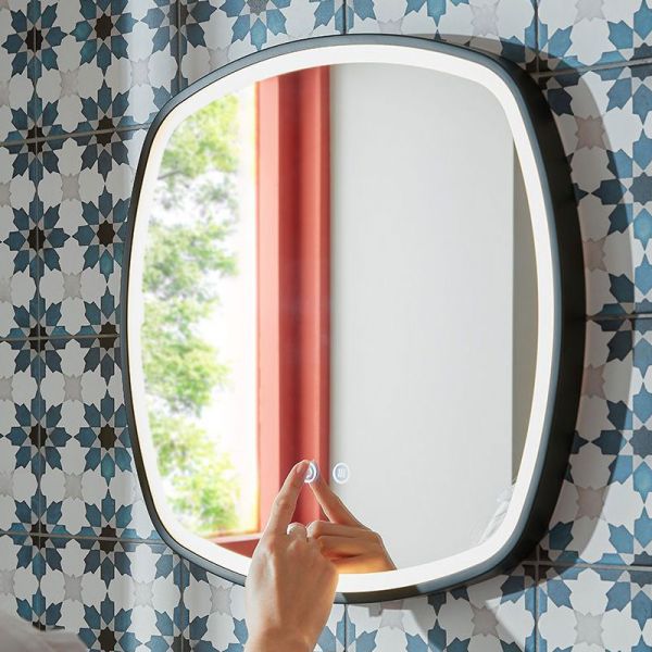 Vado Cameo Matt Black 500mm Illuminated Soft Square Bathroom Mirror #2