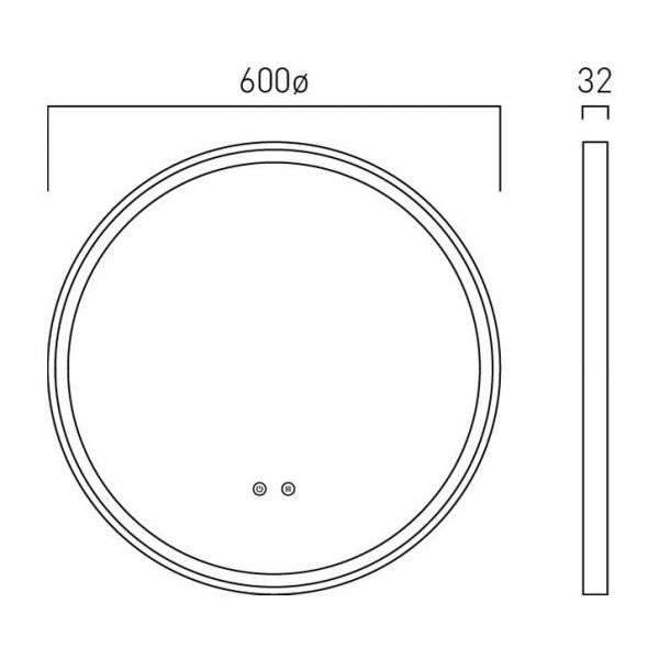 Vado Cameo Satin Chrome 600mm Illuminated Round Bathroom Mirror #2
