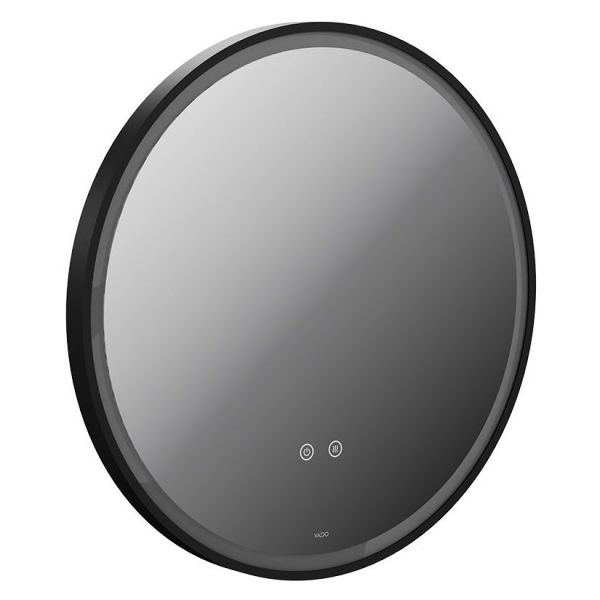 Vado Cameo Matt Black 600mm Illuminated Round Bathroom Mirror