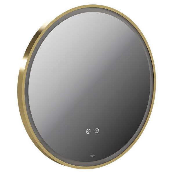 Vado Cameo Satin Brass 600mm Illuminated Round Bathroom Mirror