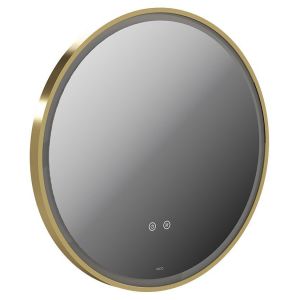 Vado Cameo Satin Brass 600mm Illuminated Round Bathroom Mirror