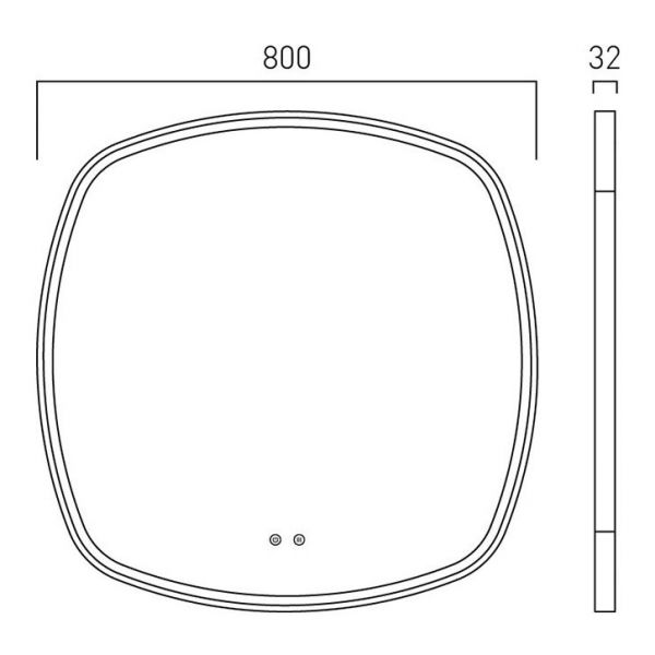 Vado Cameo Matt White 800mm Illuminated Soft Square Bathroom Mirror #3