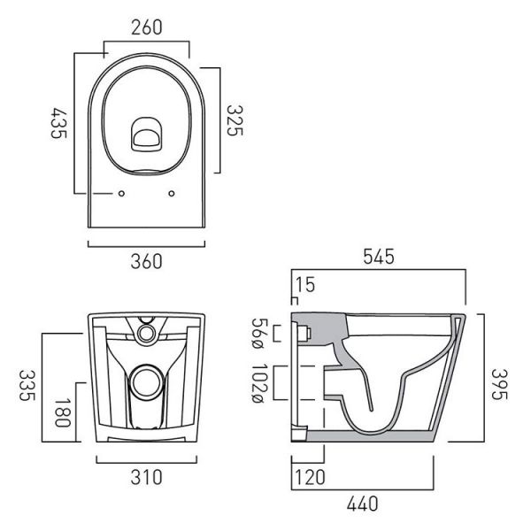 Vado Cameo Round Rimless Back to Wall Toilet #3