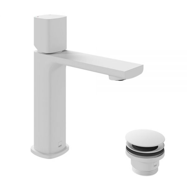 Vado Cameo Leverless Matt White Low Pressure Mono Basin Mixer Tap