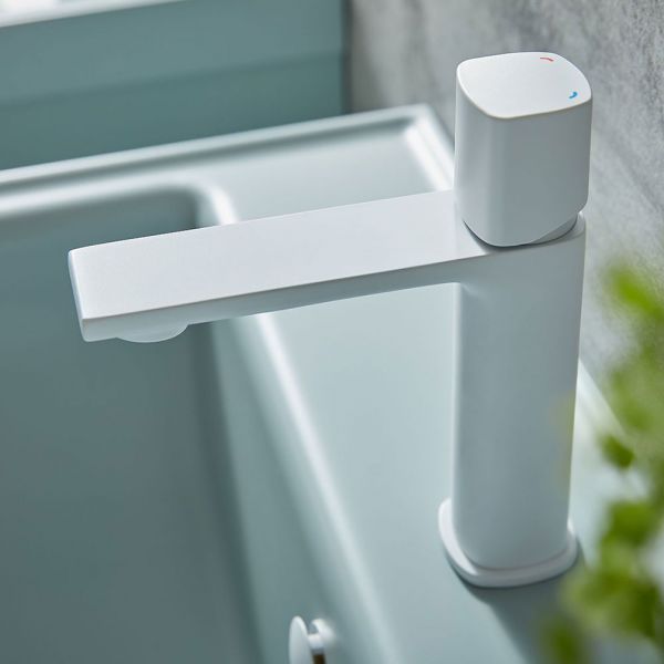 Vado Cameo Leverless Matt White Mono Basin Mixer Tap #5