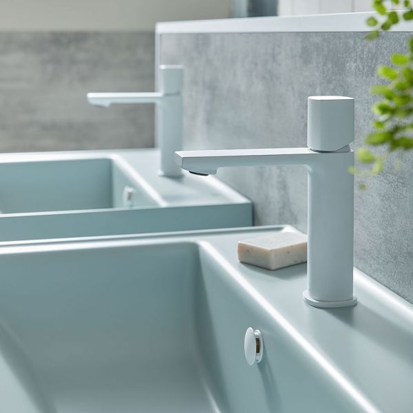 Vado Cameo Leverless Matt White Mono Basin Mixer Tap #4