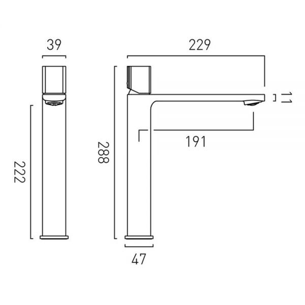 Vado Cameo Leverless Chrome Low Pressure Tall Mono Basin Mixer Tap #2