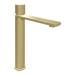 Vado Cameo Leverless Satin Brass Low Pressure Tall Mono Basin Mixer Tap