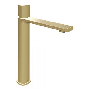 Vado Cameo Leverless Satin Brass Tall Mono Basin Mixer Tap