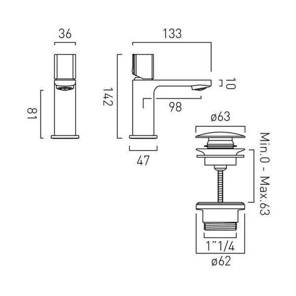 Vado Cameo Leverless Satin Brass Low Pressure Cloakroom Mono Basin Mixer Tap #2