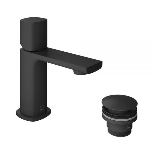 Vado Cameo Leverless Matt Black Cloakroom Mono Basin Mixer Tap with Waste