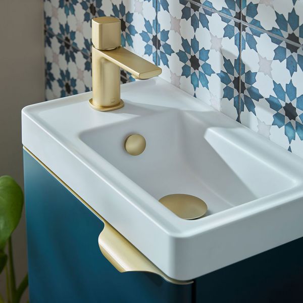 Vado Cameo Leverless Satin Brass Cloakroom Mono Basin Mixer Tap with Waste #4