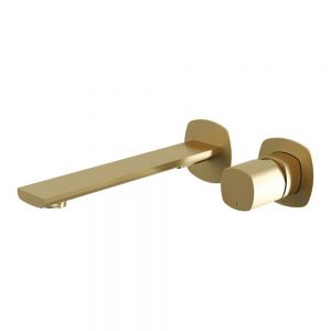 Vado Cameo Leverless Satin Brass Wall Mounted Basin Mixer Tap