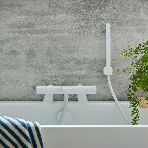 Vado Cameo Leverless Matt White Thermostatic Bath Shower Mixer Tap #3