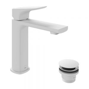 Vado Cameo Levered Matt White Low Pressure Mono Basin Mixer Tap