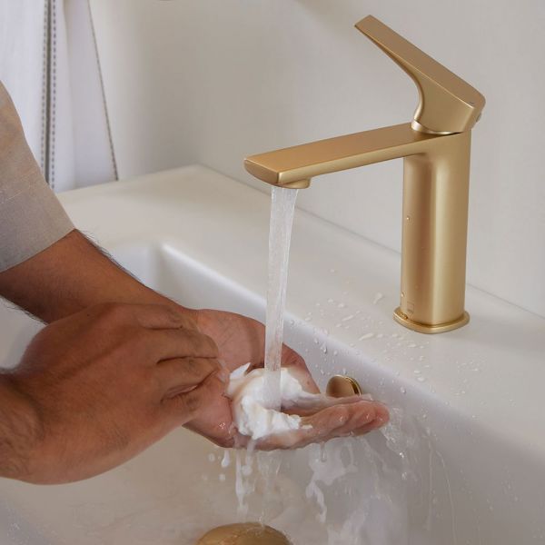 Vado Cameo Levered Satin Brass Low Pressure Mono Basin Mixer Tap #3