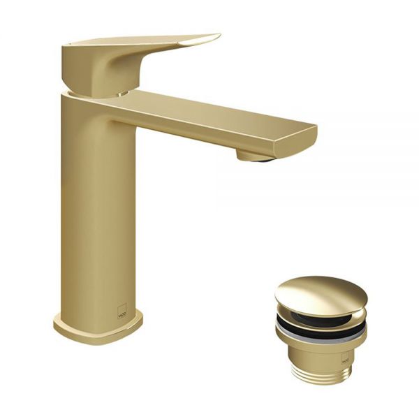Vado Cameo Levered Satin Brass Low Pressure Mono Basin Mixer Tap