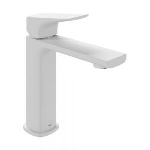 Vado Cameo Levered Matt White Mono Basin Mixer Tap
