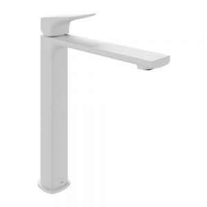 Vado Cameo Levered Matt White Tall Mono Basin Mixer Tap