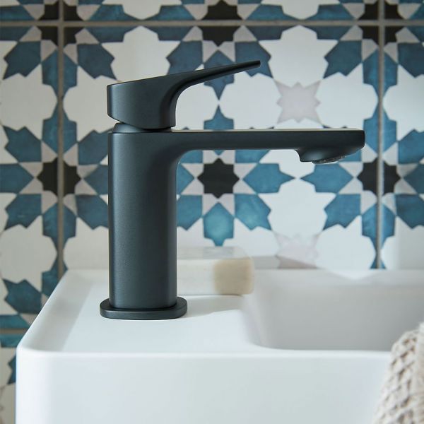 Vado Cameo Levered Matt Black Cloakroom Mono Basin Mixer Tap with Waste #3